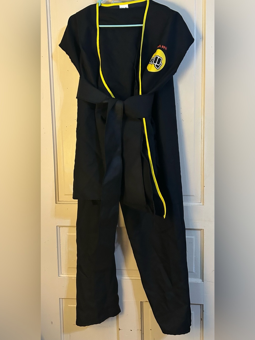 Black Karate Cobra Kai Costume Pants with Yellow Trim size small adult